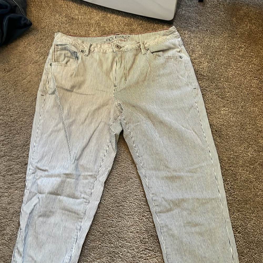 JagJeans size 12. Pin stripe blue and white. Crops